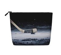 JaoXer Borsa per trucchi in canapa finta con bastone da hockey, organizer per articoli da toeletta, confezione da una confezione per molteplici usi quotidiani, compagno di viaggio d'affari, nero