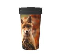 JaoXer Cute Baby Fox - Tazza da caffè isolata con coperchio con manico elegante, con base, perfetta per bevande calde e fredde