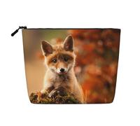 JaoXer Cute Baby Fox - Trousse per trucchi in canapa finta, organizer per articoli da toeletta, una confezione per molteplici usi quotidiani, compagno di viaggio d'affari, nero, taglia unica