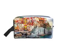 JaoXer Grande borsa cosmetica da viaggio, riutilizzabile, con stampa panoramica delle Cinque Terre, kit Dopp per articoli da toeletta, organizer portatile per uomini e donne, bianco, taglia unica