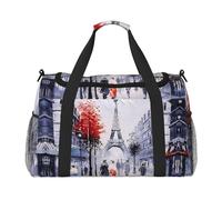 JaoXer Paris City Tree Eiffel Tower Art Hand Travel Bag - Grande borsa termica ecologica, perfetta per campeggio, generi alimentari, sport, palestra e avventure all'aperto, nero, taglia unica