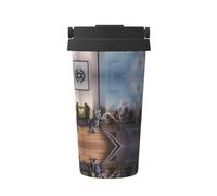 JaoXer Tazza da caffè isolata con gatto e tigre riflessa, elegante coperchio con manico, tazza da viaggio con base, perfetta per bevande calde e fredde