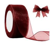 JaoZuyard Nastro in chiffon di organza bordeaux, 3,8 cm x 45,7 m, nastro trasparente per fiori per inviti di nozze, bouquet da sposa, decorazione per feste, confezioni regalo, fiocchi