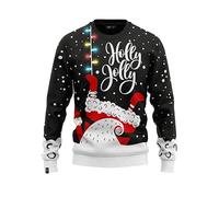 JAP Christmas - Maglione Natalizio con luci LED - Holly Jolly - vestibilità Perfetta Senza prurito - XL