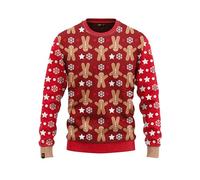 JAP Christmas - Maglione Natalizio - Pan di Zenzero - vestibilità Perfetta Senza prurito - Rosso - 3XL