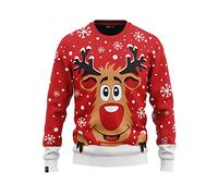 JAP Christmas - Maglione Natalizio - Rudolph - Donna, Uomo, Bambini, Famiglia - Maglioni Natalizi - Rosso - 9/10 Anni