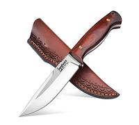 Japaknives Full Tang Coltello da cintura per sopravvivenza all'aperto, caccia, boscaglia, a lama fissa, in acciaio D2, con fodero in pelle, Per campeggio avventura, Regalo
