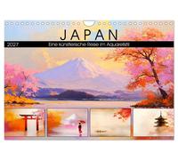 Japan. An artistic journey in watercolor style (Wall Calendar 2027 DIN A4 landsc