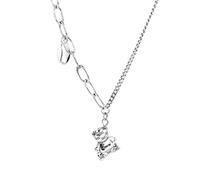Japan And South Korea 925 Bear Necklace Heavy Industry Women's Summer Pendant Necklace Thai, 44+5cm