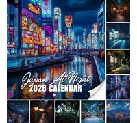 Japan At Night Calendar 2026: Neon lights, quiet alleys, and city reflections under the stars | Kalender Calendario Calendrier
