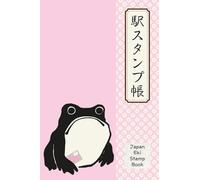 Japan Eki Stamp Book: A Charming Travel Companion Featuring a Frog with IC Card and Elegant Japanese Details - Pink