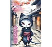 Japan Eki Stamp Book | Cute Kawaii Samurai Cat Watercolour | 4 x 6 Passport Sized Collection Book: Start Your Own Travel Stamp Collection