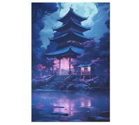 Japan House by The Lake Puzzles in Legno 1000 Pezzi, Puzzle Per Adulti Bambini Per La Stampa Ad Alta Definizione, Gioco Di Famiglia Sfida 78×53cm