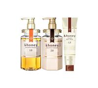 Japan NEW &honey Deep Moist set 3 pezzi shampoo/trattamento/confezione per ca...