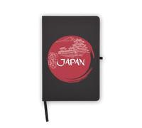 Japan Rising Sun Sakura Temple Notebook, pagine bianche, copertina in ecopelle, agenda, diario, quaderno di lavoro