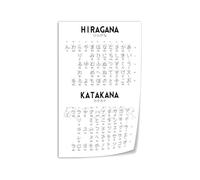 Japanese Alphabet Stroke Learning Canvas, Hiragana Katakana Chart for Language Lovers Room(Unframed,12x18inch(30x45cm))