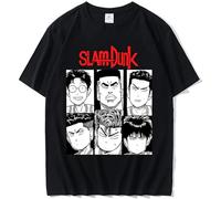Japanese Anime 90S Vintage Slam Dunk T-Shirt Man Cotton Streetwear Summer Tees Men Fashion Manga Hip Hop Loose Man T-Shirt Black 3XL