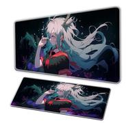 Japanese anime mouse pad, XXL largemousepad - non slip keyboard stitched edges - office pad for teenage anime andgaming enthusiasts Tappetini per il Mous (QQ, 35.4x15.7 in)