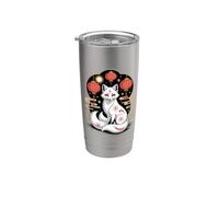 Japanese Art Kitsune Fox Japan Bicchiere termico in acciaio inox doppia parete