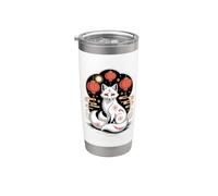 Japanese Art Kitsune Fox Japan Bicchiere termico in acciaio inox doppia parete