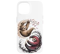 Japanese Art Lazy Sloth Good And Devil Sloths Custodia per iPhone 15