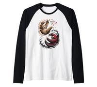 Japanese Art Lazy Sloth Good And Devil Sloths Maglia con Maniche Raglan