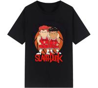 Japanese Cartoon Anime Slam Dunk Graphic T-Shirt Shohoku Summer Short Sleeve O-Neck Print Tees Hip Hop Casual Camisetas Shirt Black L