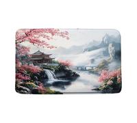 Japanese Cherry Asian Mountain Oriental Nature Landscape Watercolor Chinese Traditional Ink Pattern Tappeto Entrata Trappola Sporco Zerbino Asciugapassi Tappeto Da Bagno 40X60Cm