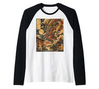Japanese Dragon Art Vintage Ukiyo-e Style Maglia con Maniche Raglan