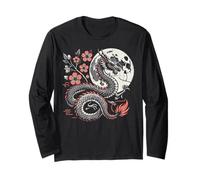 Japanese Dragon Sakura Moon Cherry Blossom Uomini Donne Bambini Maglia a Manica