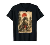 Japanese Dragon Samurai Warrior Vintage Graphic Ukiyo-e Art Maglietta