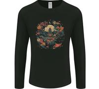 Japanese Fantasy Garden - Maglietta a maniche lunghe da uomo, Nero , XXL