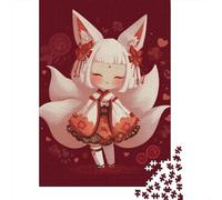 Japanese Fox Girl Art Print Puzzle Impossibili 1000Pcs Decorazione Per La Casa. Giochi Rilassamento E Intelligence Per Adulti E Bambini Da 12 Anni 38x26cm/1000pcs