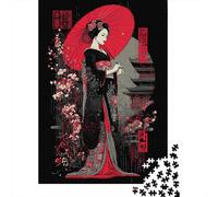 Japanese Geisha Art Print-3 Jigsaw Puzzle Impossible 1000 Pezzi Decorazione Per La Casa. Giochi Rilassamento E Intelligence Per Adulti E Ragazzi Da 14 Anni 38x26cm/1000pcs