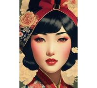 Japanese Geisha Notebook - Blue Background: Quaderno a righe per scrivere e prendere appunti | 100 pagine | Formato A5 |: Japan - Giappone