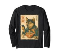 Japanese Grumpy Dog Ramen Kawaii Noodle Mood Maglia a Manica