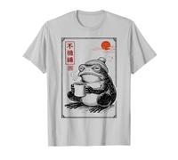 Japanese Grumpy Frog Drinking Coffee Funny Ukiyo Caffeine Maglietta