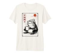 Japanese Grumpy Frog Drinking Coffee Funny Ukiyo Caffeine Maglietta Premium