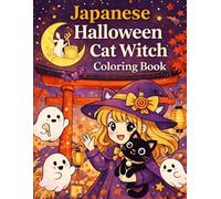 Japanese Halloween Cat Witch Coloring Book