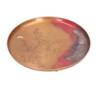 Japanese Handmade Round Tea Cup Tray Plate Elegant Kung Fu Tea Accessory for Tea Ceremony Red Copper 19cm 7.5in Durable Wear Resistant