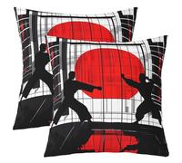 Japanese Karate Federe Cuscini Traspirante Fodere Cuscini Elegante Copricuscini per Camera da Letto Divano Terrazza 45X45Cm 2 Pezzi