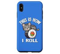 Japanese Kawaii Kids How I Roll Sushi Gray Tabby Cat Lover Custodia per iPhone XS Max