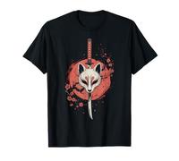 Japanese Kumiho Fox Design Japan Kitsune Mask with Katana Maglietta