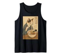 Japanese Neko Cat Eating Ramen Ukiyo-E Style Canotta