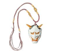 Japanese Pendant For Men, Spooky Ghost Face Charm, Resin Cultural Traditional Ornament, Unique Jewelry Making Accessory, Perfect For Truck Interior Decor, Handmade Design, 5.8x4.3x1.9cm