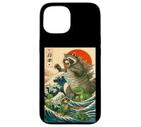 Japanese Raccoon with Funny Animals, Raccoonzilla Graphic Custodia per iPhone 15