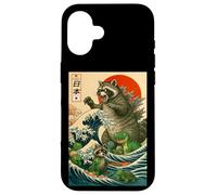 Japanese Raccoon with Funny Animals, Raccoonzilla Graphic Custodia per iPhone 16
