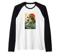 Japanese Raccoon with Funny Animals, Raccoonzilla Graphic Maglia con Maniche Raglan