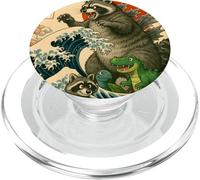 Japanese Raccoon with Funny Animals, Raccoonzilla Graphic PopSockets PopGrip per MagSafe