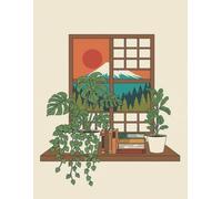 Japanese Retro Style Notebook Journal for plant lovers. Back to school, office & work.